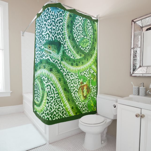 CORTINA DE DUCHA APERITIVO LEOPARDO EN VERDE (In situ)