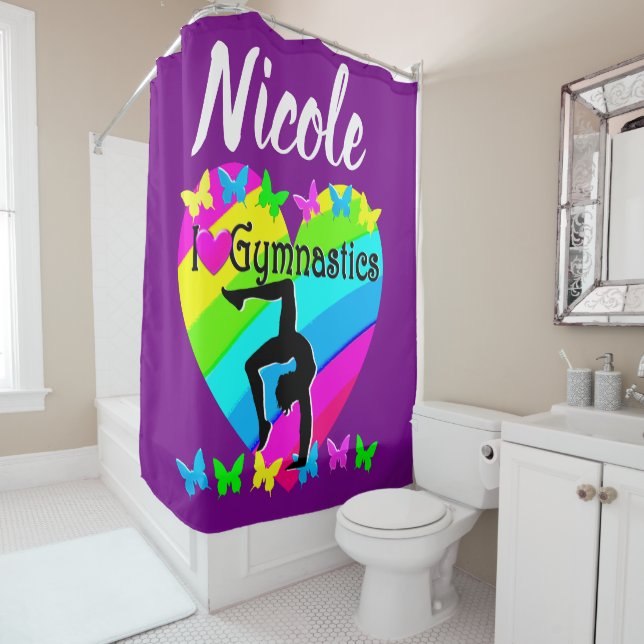 CORTINA DE DUCHA APRECIANTE PÚRPURA ME ENCANTA EL DISEÑO DE GIMNAST (In situ)