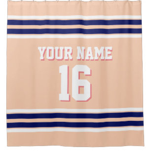 Cortina De Ducha Apricot con Jersey deportivo Naval White Stripes