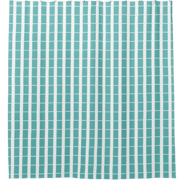 Cortina de ducha Aqua Blue and White Grid (Anverso)