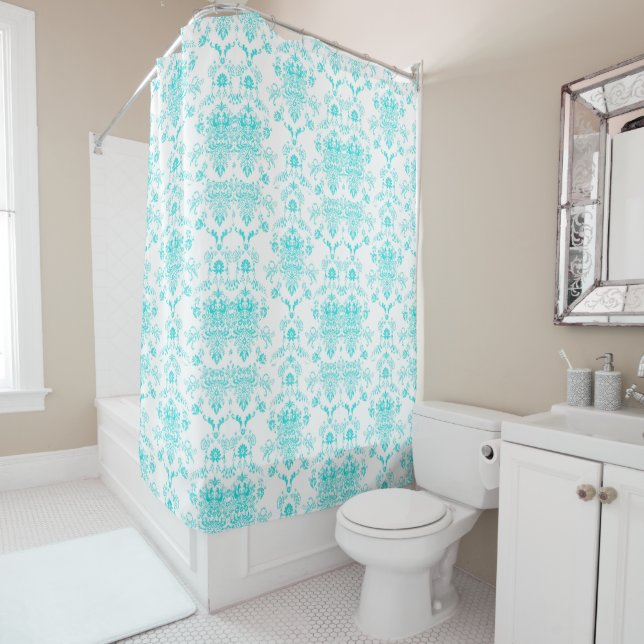 Cortina De Ducha Aqua Damask (In situ)