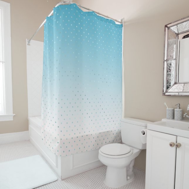 Cortina De Ducha Aqua Glam Dots Ombre (In situ)