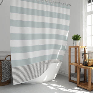 Cortina De Ducha Aqua & Greige Turkish Stripe