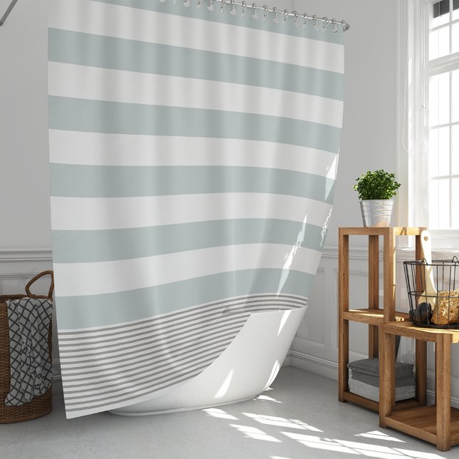 Cortina De Ducha Aqua & Greige Turkish Stripe (Subido por el creador)