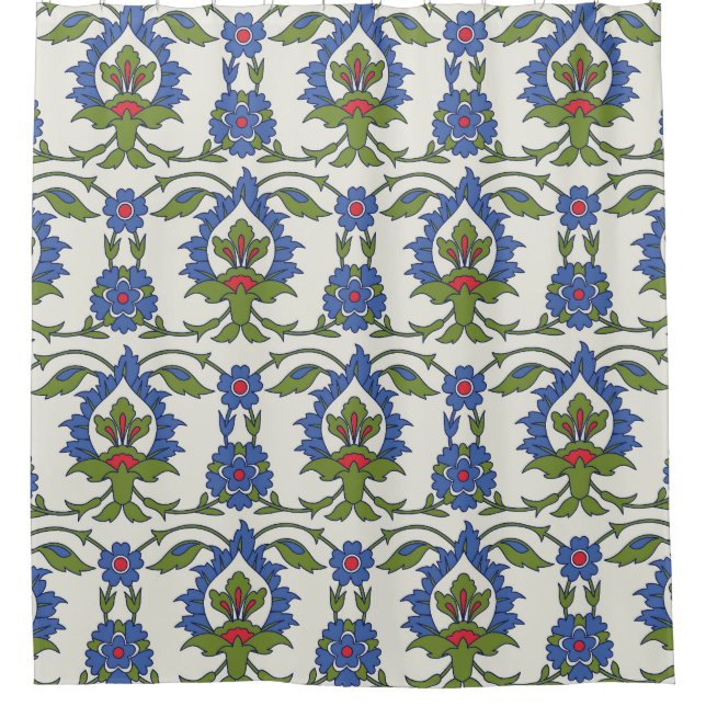 Cortina De Ducha Árabe Tradicional: Iznik Tile Seamless. (Anverso)