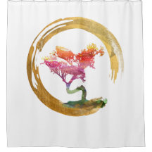 Árbol de los bonsais. Acuarela Feng Shui del