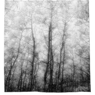 Cortina De Ducha Árboles abisales - Blanco y negro