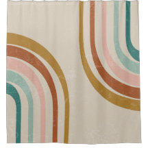 Cortina de ducha arco iris retro