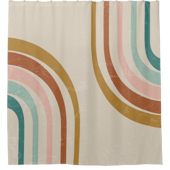 Cortina de ducha arco iris retro (Anverso)