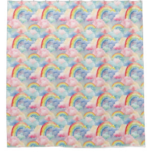 Cortina De Ducha Arcoiris colorido, nube y estrella