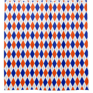Cortina De Ducha Argyle naranja y Diamante Azul