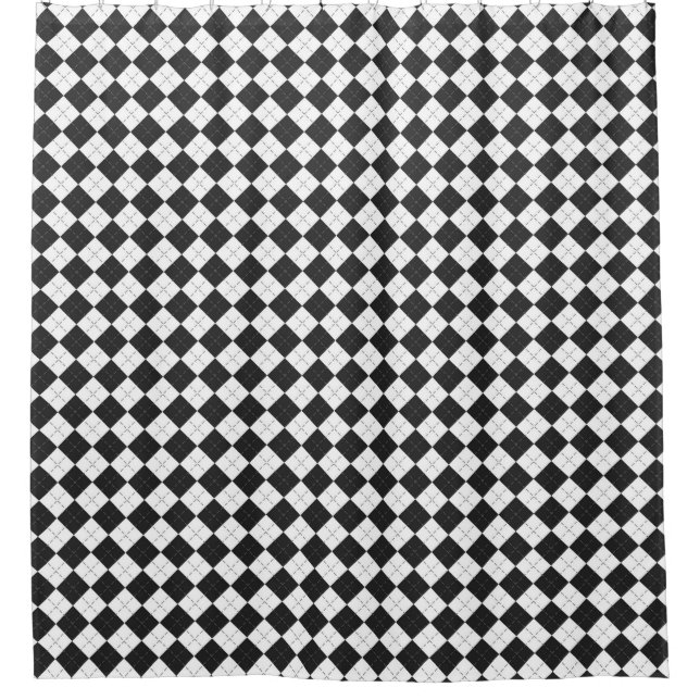 Cortina De Ducha Argyle plaid. Scottish pattern in white and black  (Anverso)
