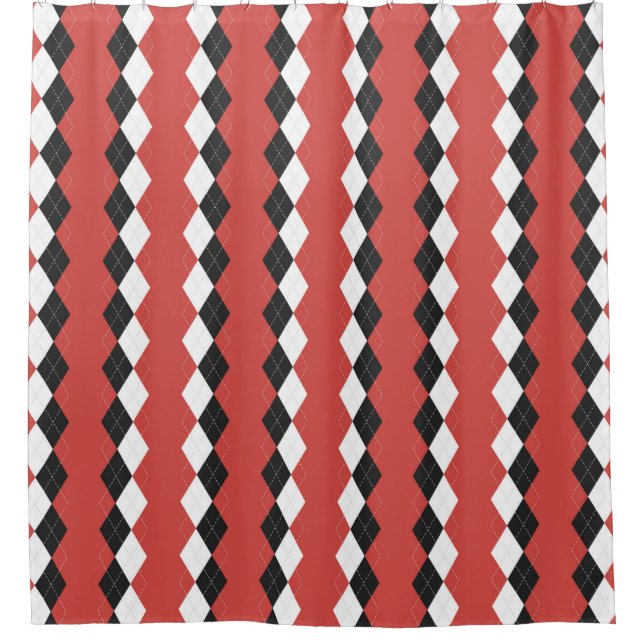 Cortina De Ducha Argyle plaid. Scottish pattern in white,  black an (Anverso)