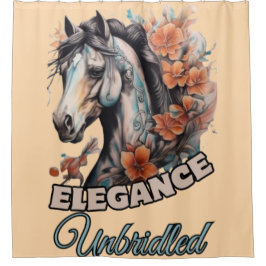 Cortina De Ducha Armonía floral: tatuaje de caballo con flores Nara