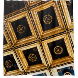 Cortina De Ducha Arquitectura negra y dorada