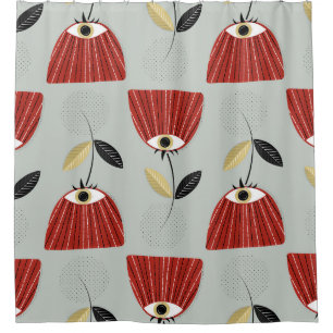 Cortina De Ducha Arreglo floral rojo y caprichoso