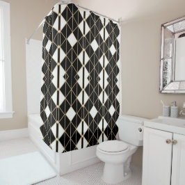 Cortina De Ducha Art Deco Black and Gold Geometric luxury
