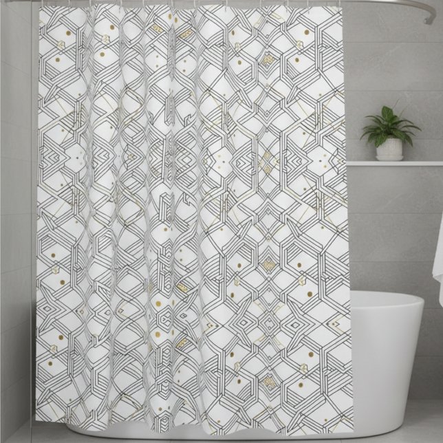 Cortina De Ducha Art Deco Geometric Shower Curtain - Elegant  (Subido por el creador)