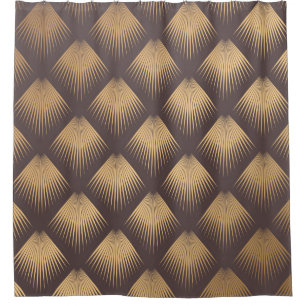 Cortina De Ducha Art Deco Pattern. Seamless golden background. Mini