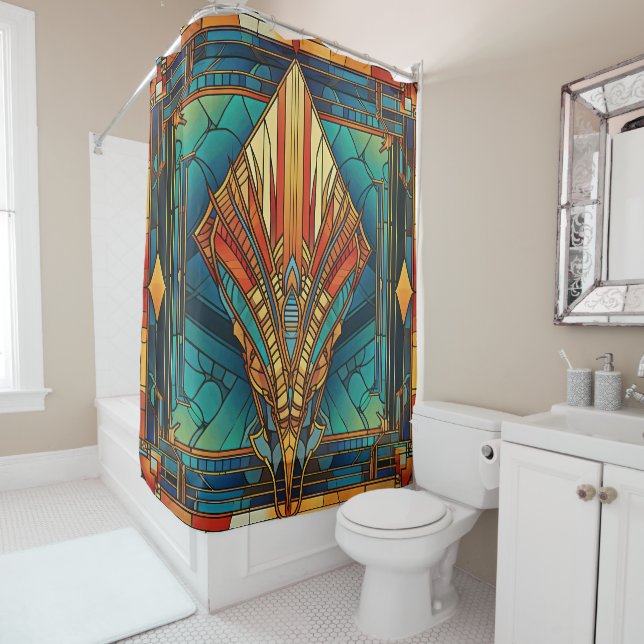 Cortina De Ducha Art Deco Shower Curtain (In situ)
