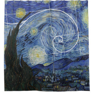 Cortina De Ducha Art Meets Math, Van Gogh Conoce La Tarjeta Fibona