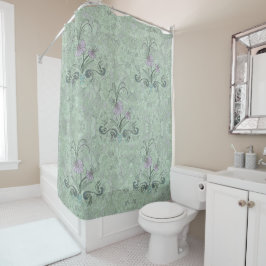 Cortina De Ducha Art Nouveau Floral Pale Sage Dusty Lilac