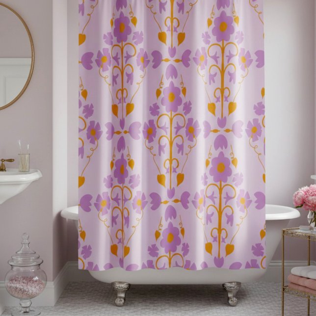Cortina De Ducha Art Nouveau Floral Soft Purple (Where steam meets style, your daily escape. So go ahead and make it beautiful with this curtain.)