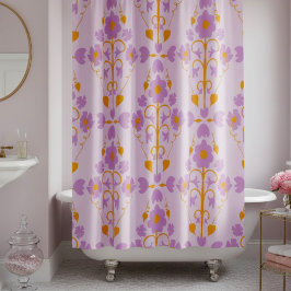 Cortina De Ducha Art Nouveau Floral Suave Púrpura