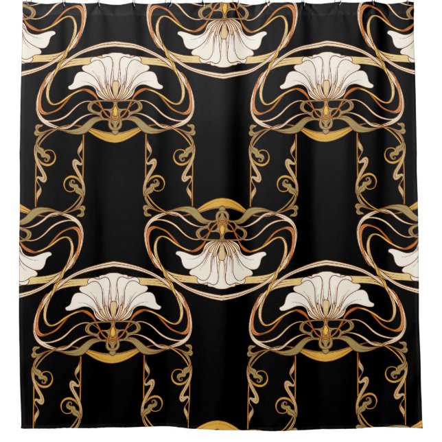 Cortina De Ducha Art Nouveau: Negro de oro (Anverso)