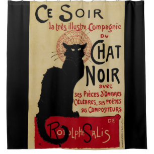 Cortina De Ducha Art Nouveau vintage, chat Ce Soir Noir gato negro