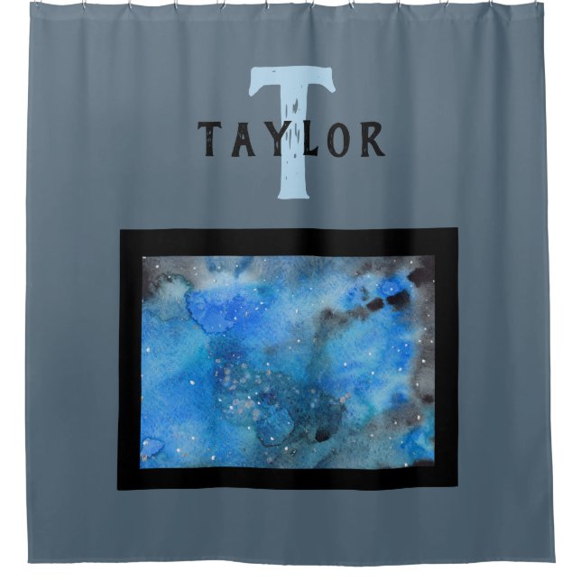 Cortina De Ducha Arte abstracto de monograma (Anverso)