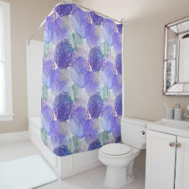 Cortina De Ducha Arte abstracto moderno azul y púrpura