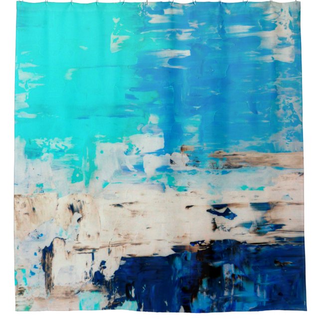 Cortina De Ducha Arte abstracto turquesa "opuesto" (Anverso)