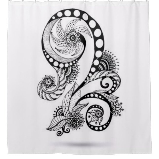 Cortina De Ducha Arte blanco y negro (Anverso)