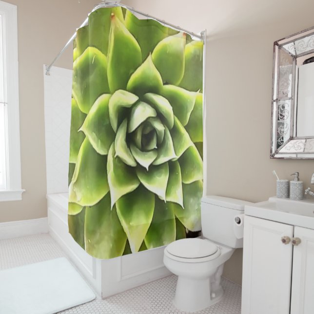 Cortina De Ducha Arte Cacti verde exitoso (In situ)