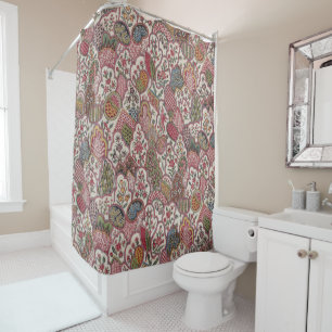 Cortina De Ducha Arte Chintz Floral Vintage de Campo Francés con Mo