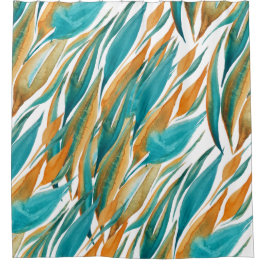 Cortina De Ducha Arte De Caída Turquesa Y Ósea