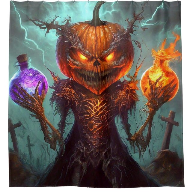 Cortina De Ducha Arte de calabaza (Anverso)