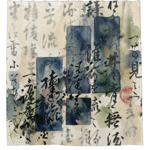 Cortina De Ducha Arte de Caligrafía Japonesa Vintage (4)