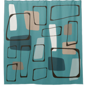 Cortina De Ducha Arte de estilo Eames Turquoise