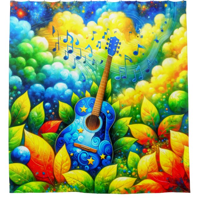 Cortina De Ducha Arte de guitarra (Anverso)
