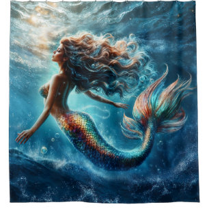 Cortina De Ducha Arte de la sirena de sirena de sirena marina místi