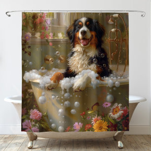Cortina De Ducha Arte de Perro de la Montaña de Berna en Bañera