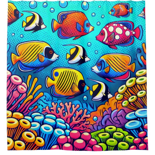 Cortina De Ducha Arte de pescado (Anverso)