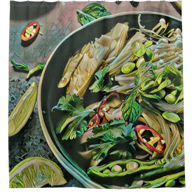 Cortina De Ducha Arte de Ramen (Anverso)