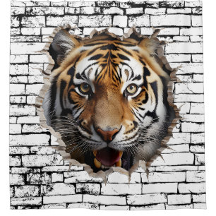 Cortina De Ducha Arte de ruptura de pared de Jaguar en 3D - Safari 