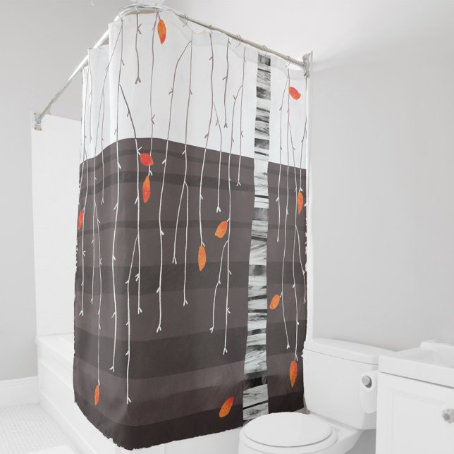 Cortina De Ducha Arte del árbol del paisaje invernal (Abstract winter tree art shower curtain)