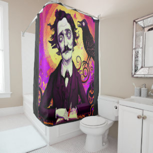 Cortina De Ducha Arte Digital Art Vintage Look Edgar Allan Poe Rave