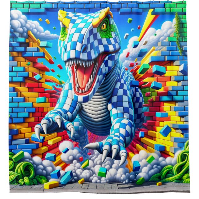 Cortina De Ducha Arte Dinosaurio (Anverso)
