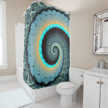 Arte en espiral fractal abstracto azul turquesa na